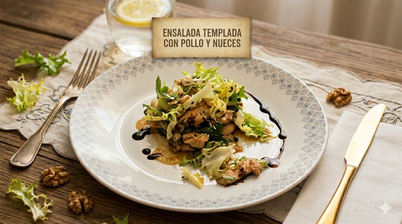 ENSALADA TEMPLADA CON POLLO Y NUECES