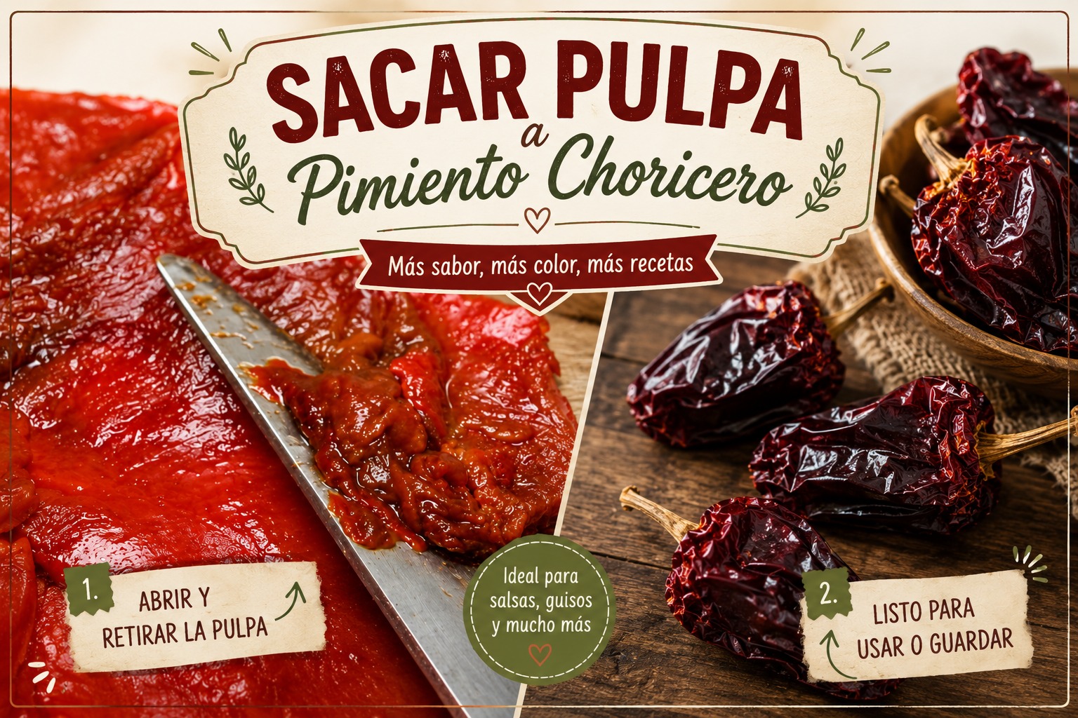 SACAR PULPA A PIMIENTO CHORICERO