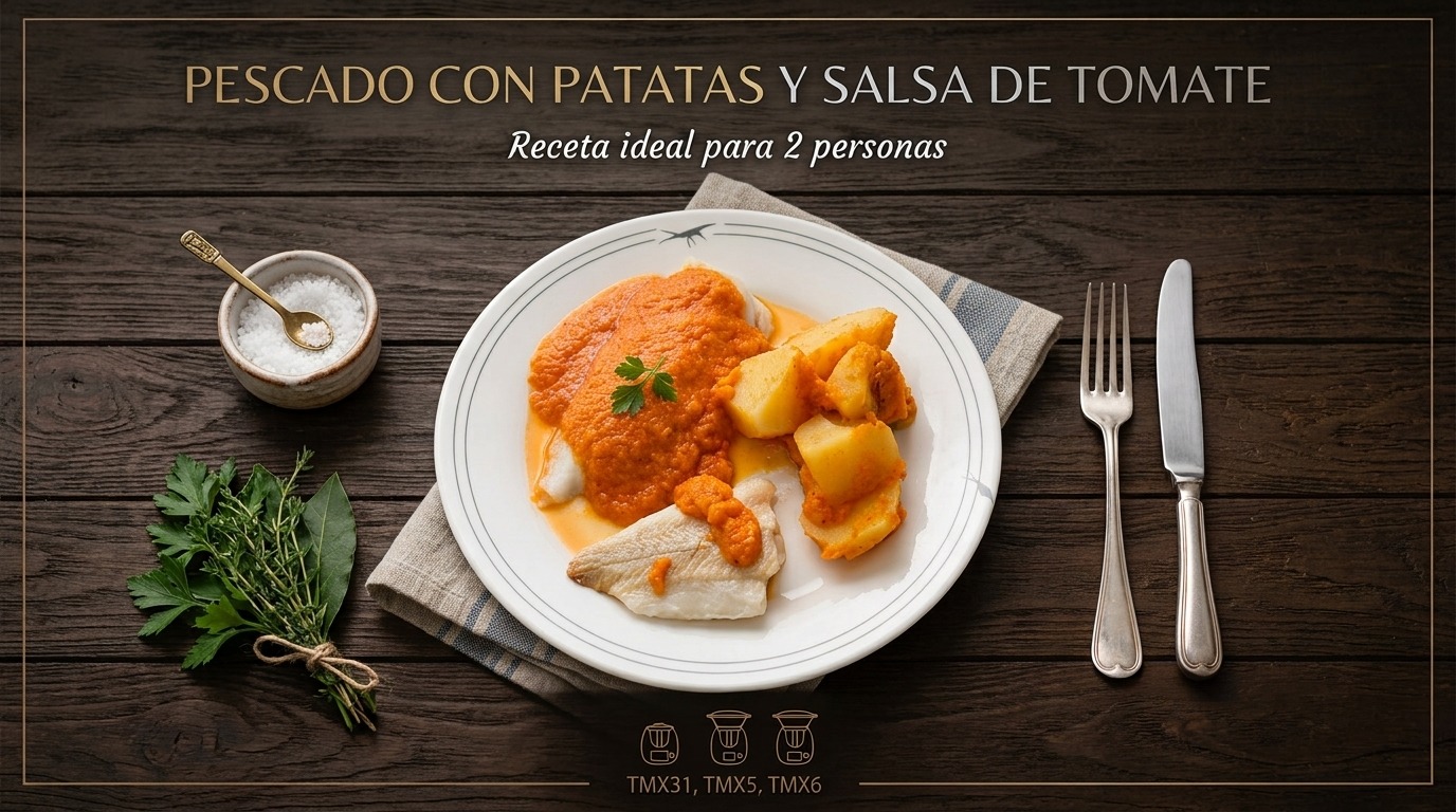 PESCADO CON PATATAS Y SALSA DE TOMATE